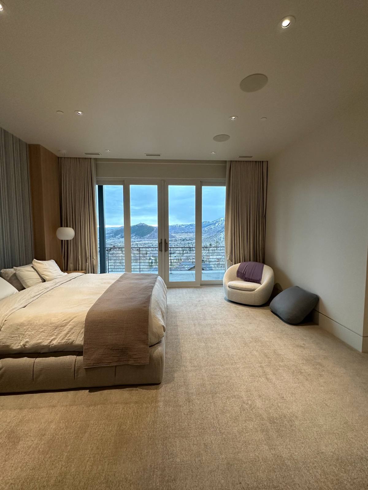 Master bedroom neutral walls interior painting Park City mountain view