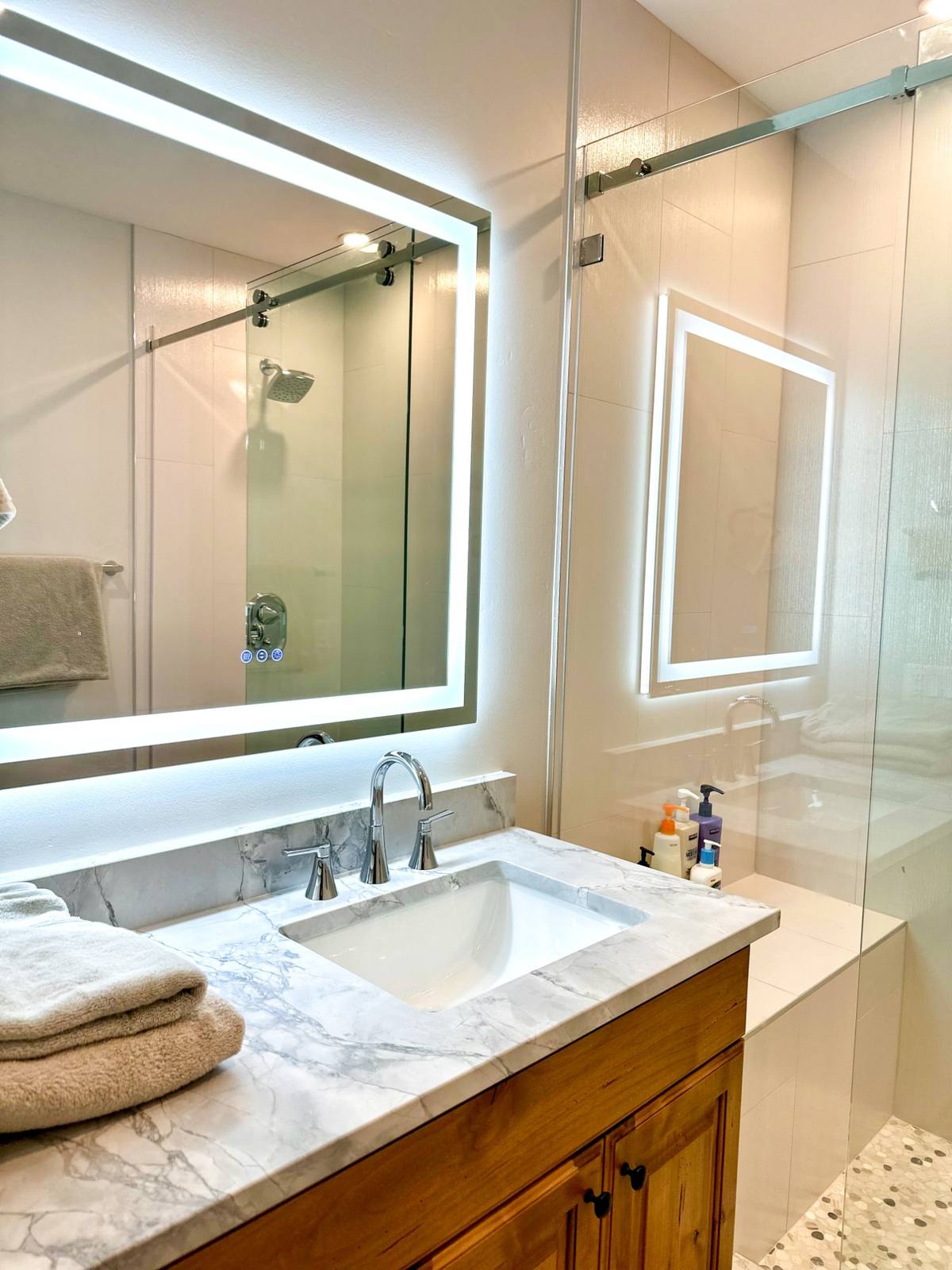 Bathroom interior painting marble vanity LED mirror Park City